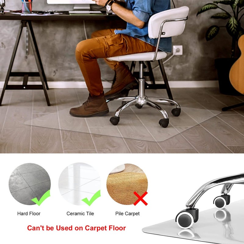 Kuyal حصيرة كرسي كويال الشفافة، للاستخدام على الأرضيات الصلبة، 48" × 30"، حصيرة حماية الأرضيات المكتبية والمنزلية (30" × 48" مستطيل) - Image 2